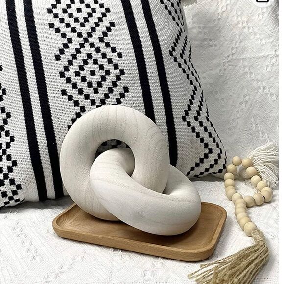 Two piece wood chain with beaded tassel strand pillow/other decor not included - Picture 1 of 9